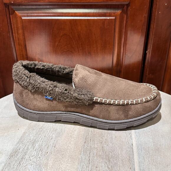 Dockers Mens Slippers Size Medium 7 8 All Condition Brown Moccasin Slip On Shoes - Picture 1 of 14